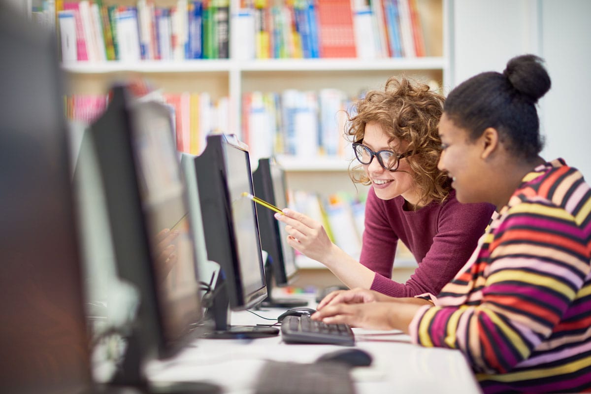 Eleves Bibliotheque Travaille Sur Ordi